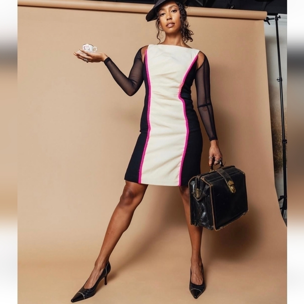Milly of New York Color Block Wool Sheath Dress